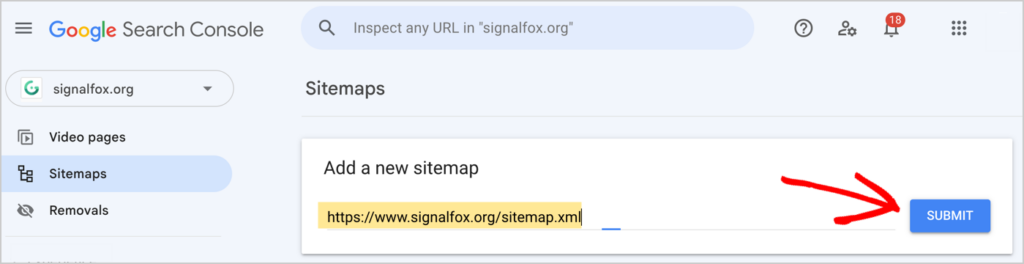 add new sitemap to google search console