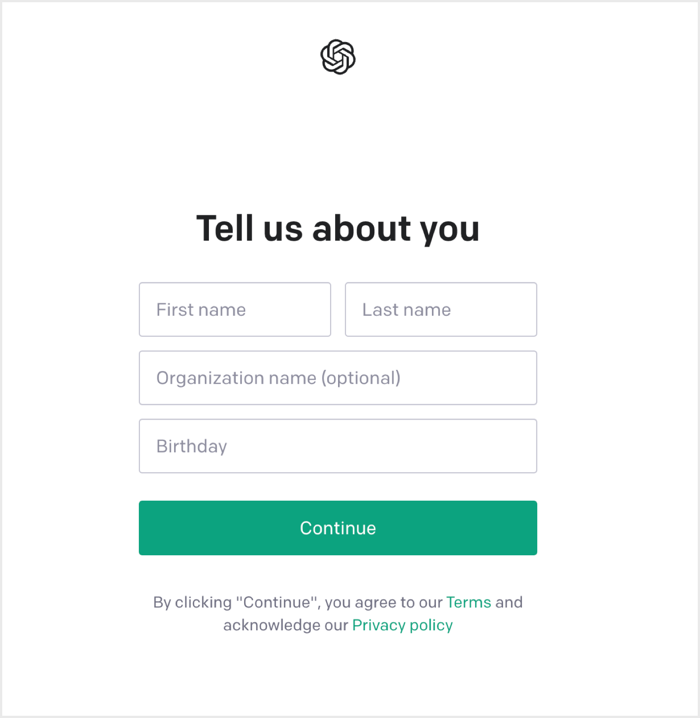 openai personal info for account creation