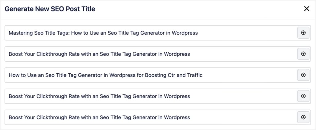 seo title tag generator results in wordpress