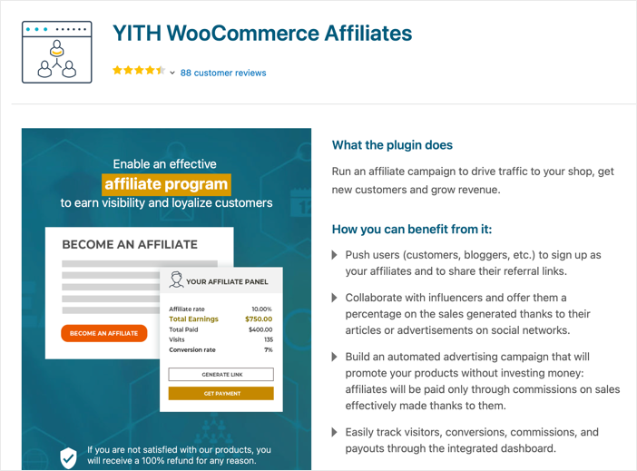 YITH WooCommerce Affiliates plugin homepage.