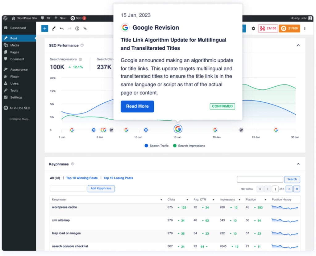 aioseo google algoritm tracking