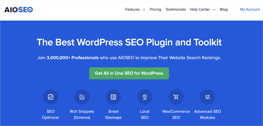 All in One SEO homepage.