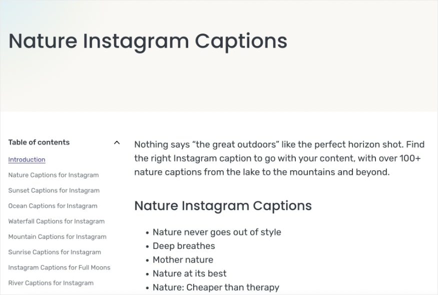 Nature Instagram captions on Later.com.