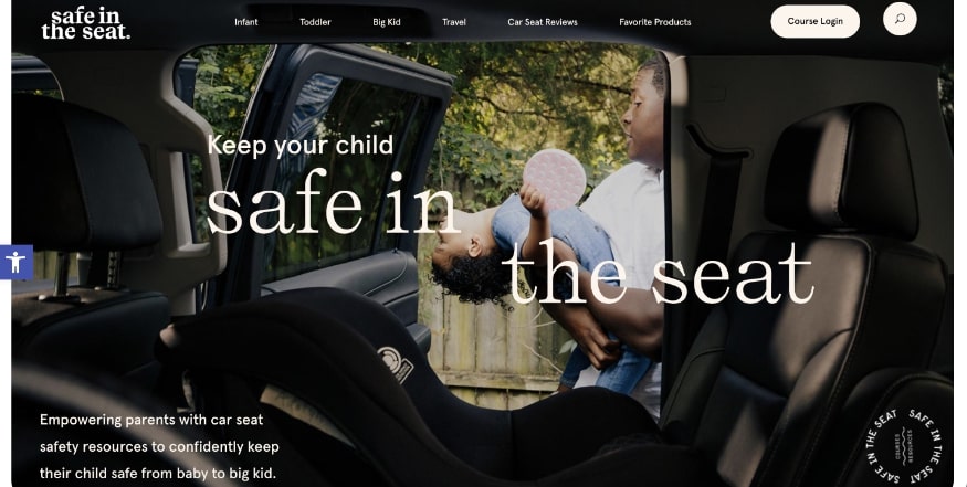 Safe in the Seat homepage, a car seat safety online resource for parents and caretakers.