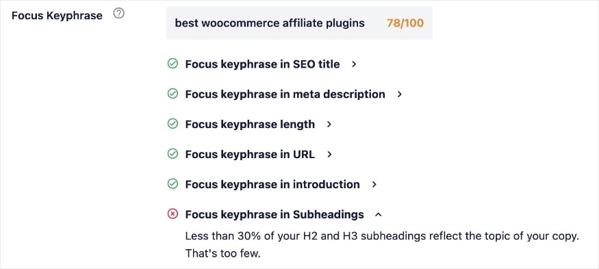 TruSEO focus keyphrase section in AIOSEO.