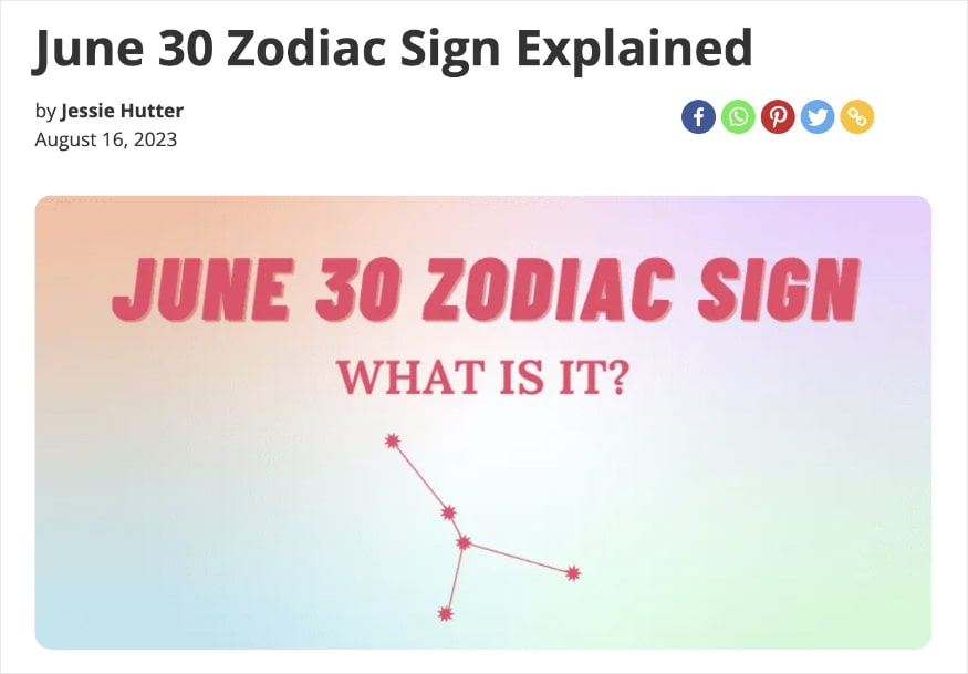 Screenshot of a Zodiac Sign Explained blog to show a new blog category on sosyncd.com.