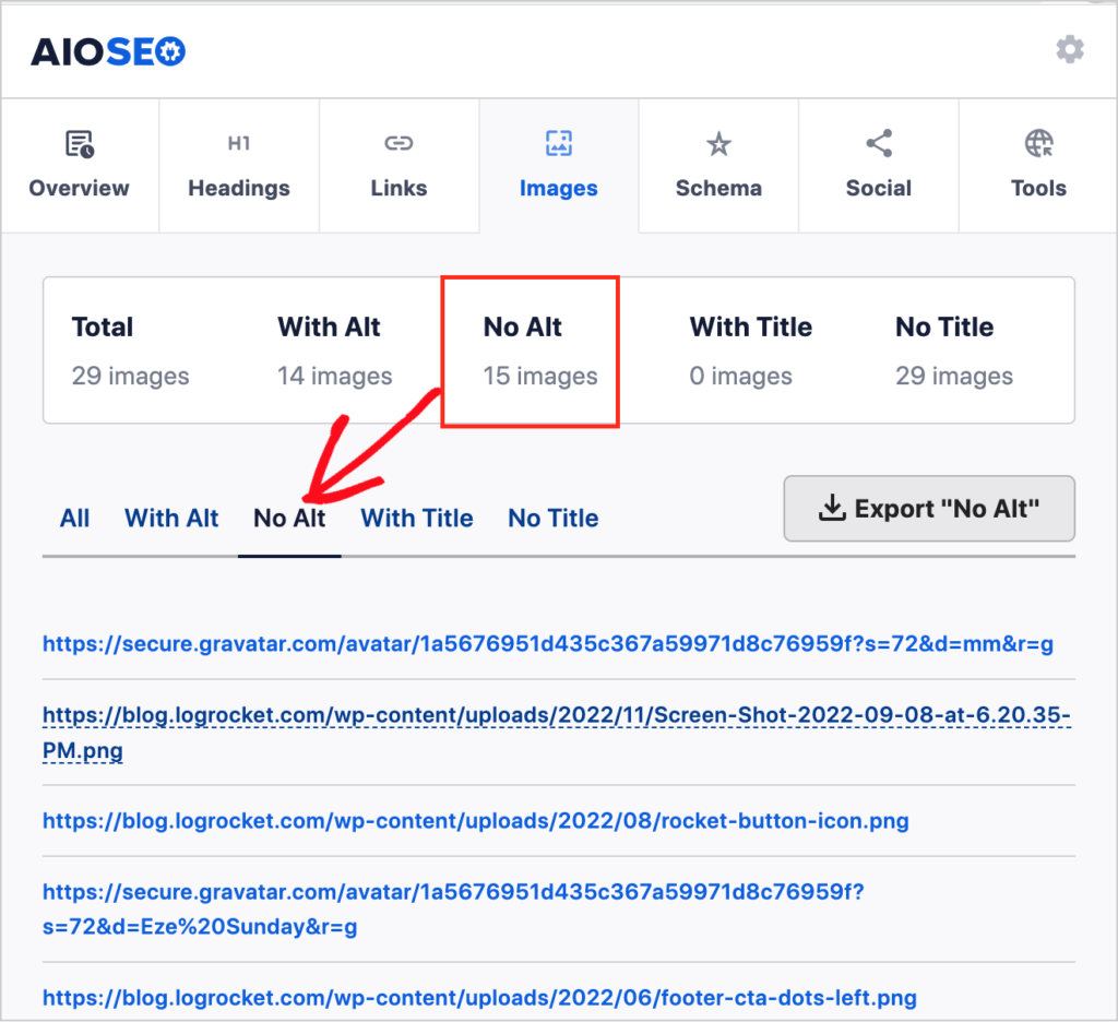 aioseo analyzer headings tab