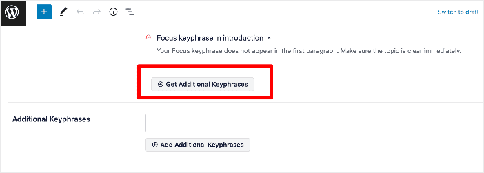 Get Additional Keyphrases button in AIOSEO General Settings.