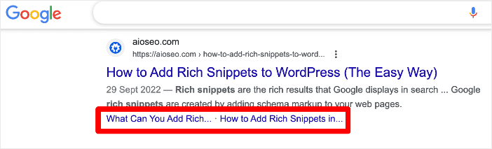 Example of sitelinks on SERPs.