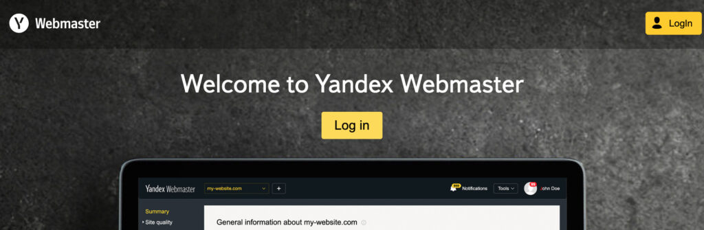 yandex webmaster tools homepage