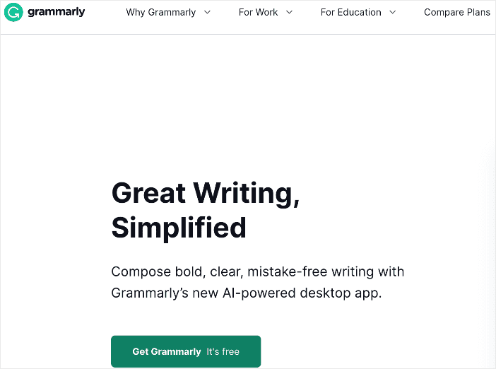 Grammarly homepage