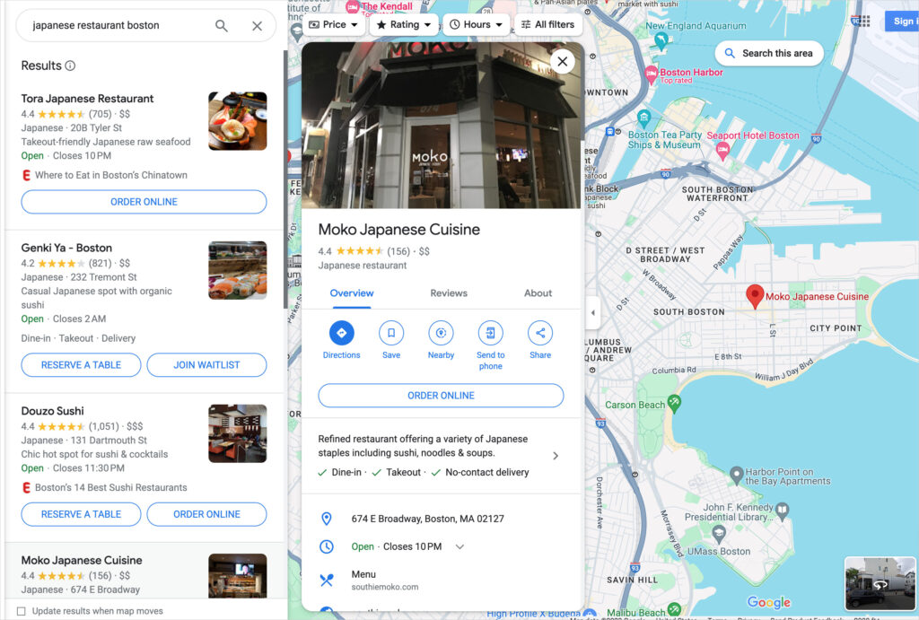 google business profile displaying in google maps