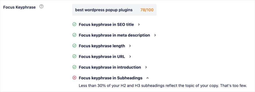 TruSEO checks the keyword placement of your focus keyphrase. 