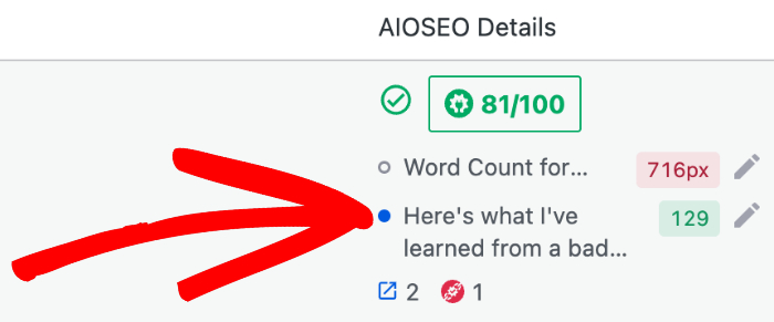 SEO description shown in the AIOSEO Details column