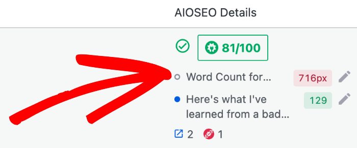 SEO title shown in the AIOSEO Details column
