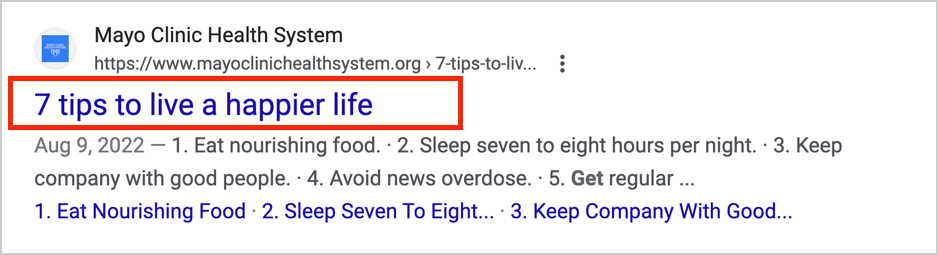 example of title tag in serp