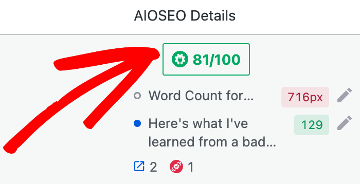 TruSEO score shown in the AIOSEO Details column