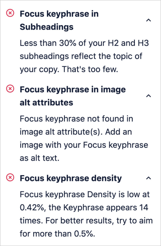 aioseo focus keyword recommendations
