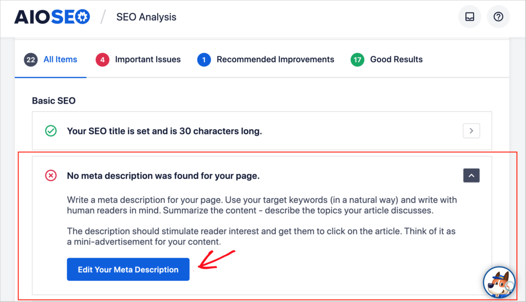 aioseo seo analysis recommendations