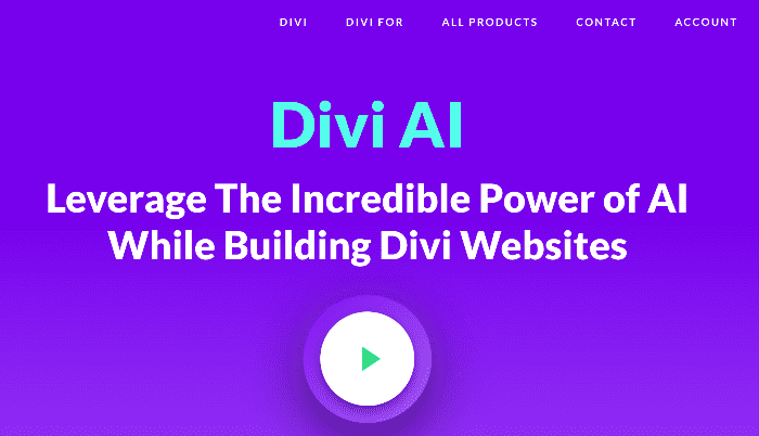 Divi AI homepage
