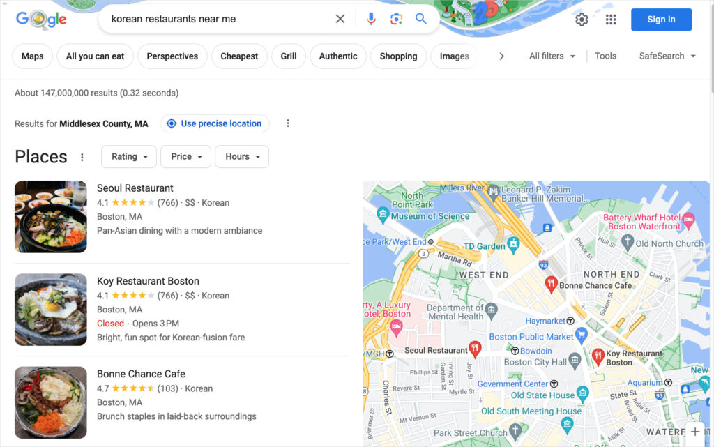 google local pack example