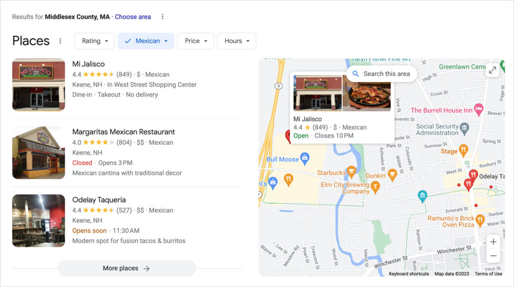 google local pack example