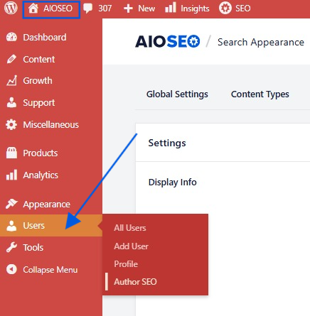 Author SEO feature in AIOSEO