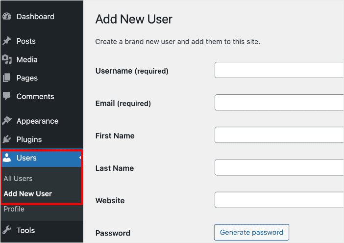 Adding a user