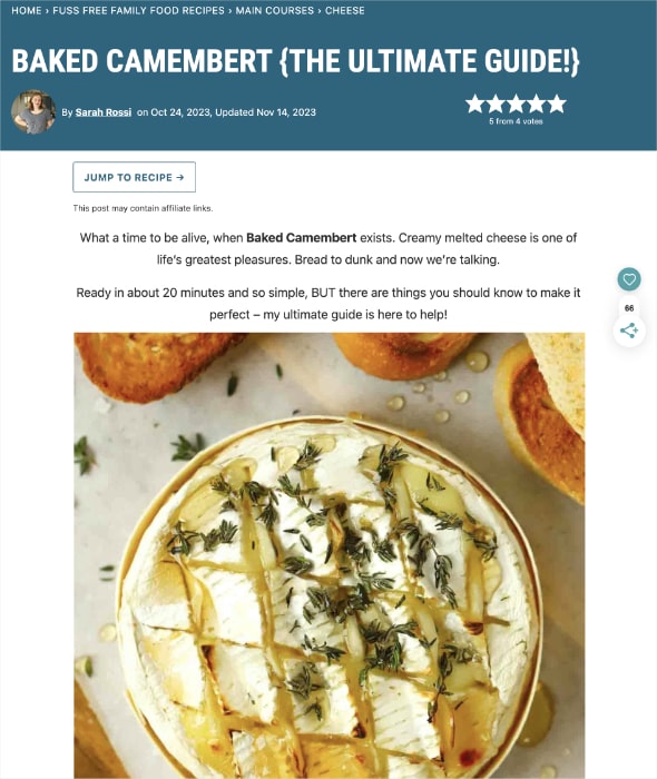 Baked camembert recipe on Taming Twins.