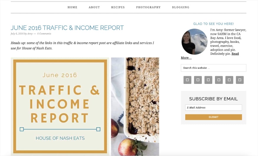 House of Nash Eats' June 2016 traffic and income report blog article.