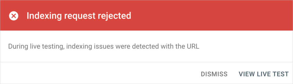 indexing request rejected google search console