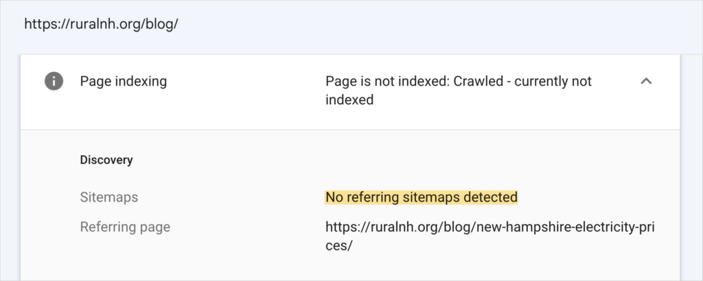 no referring sitemaps detected in google search console