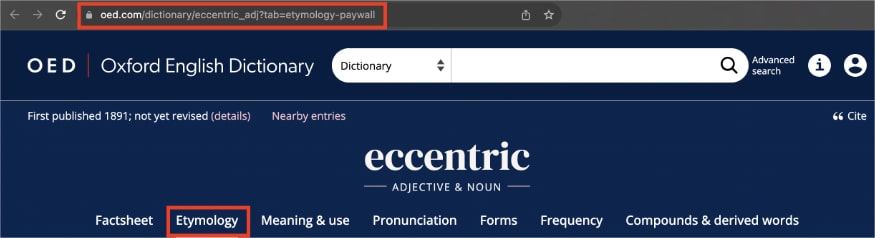 The etymology URL on oed.com generates a unique URL.