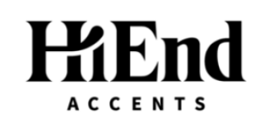 HiEnd Accents logo, black text on transparent background.