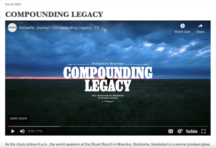 Compounding Legacy embedded YouTube video in Schaefer Journal article.