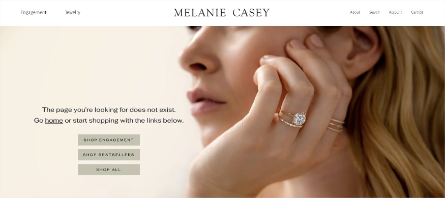 Melanie Casey custom 404 page.