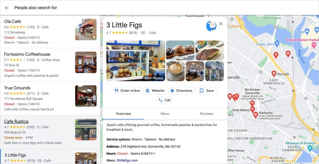 google business profile appearing in google maps as example of google ranking factors