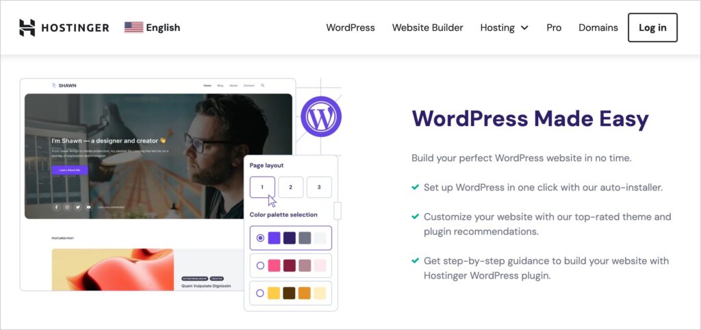 hostinger one-click wordpress websites