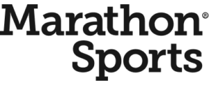 Marathon Sports logo, black text on transparent background.