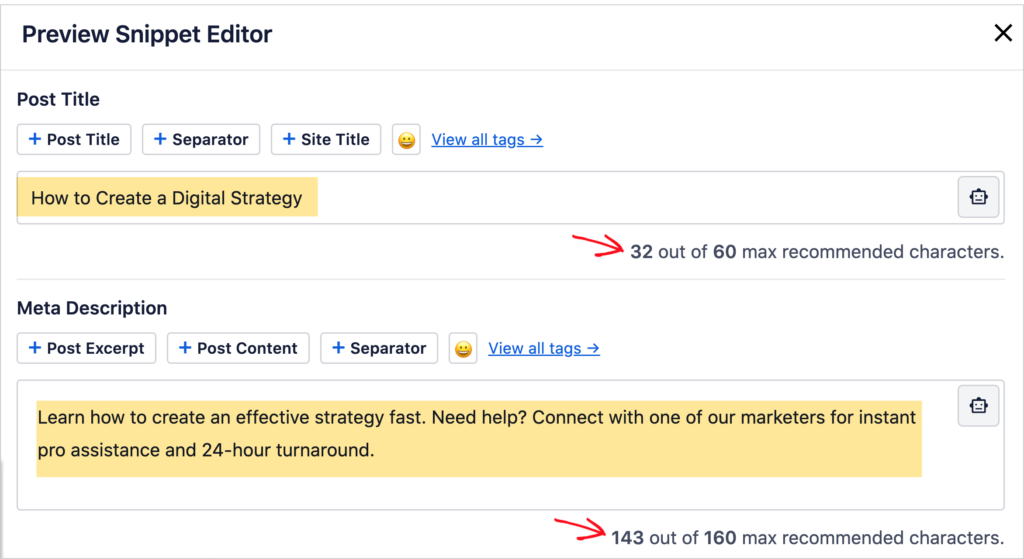 A snapshot of AIOSEO's metadata box