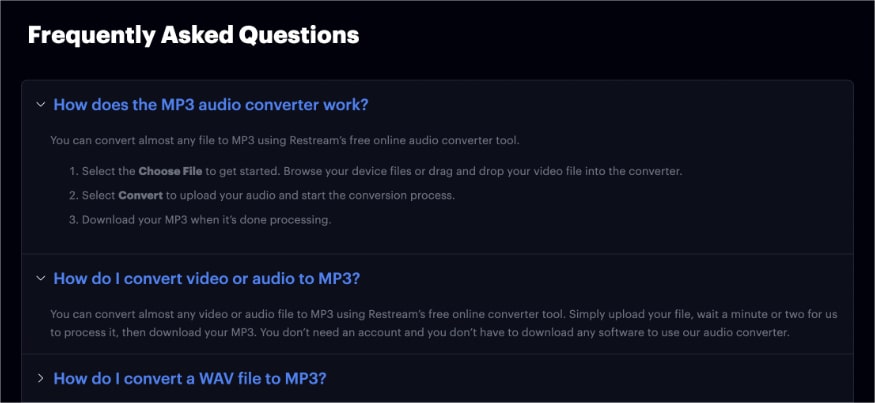 FAQs about MP3s.