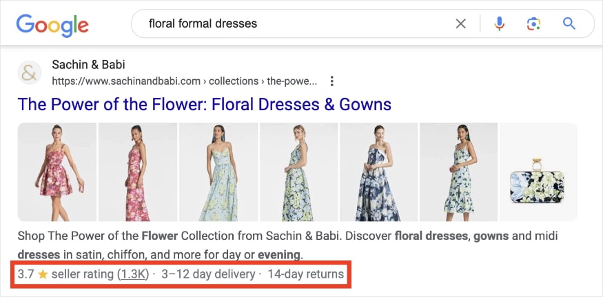 Product review snippet for the search query floral formal dresses. 