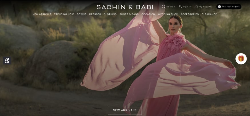 Sachin & Babi homepage, a women's apparel and accessories retailer.