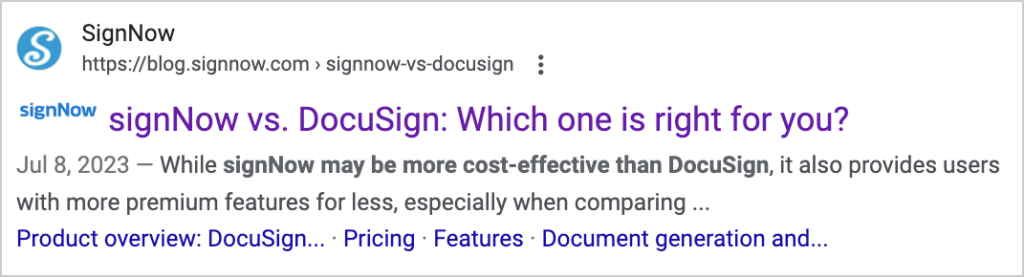 signnow vs docusign search snippet