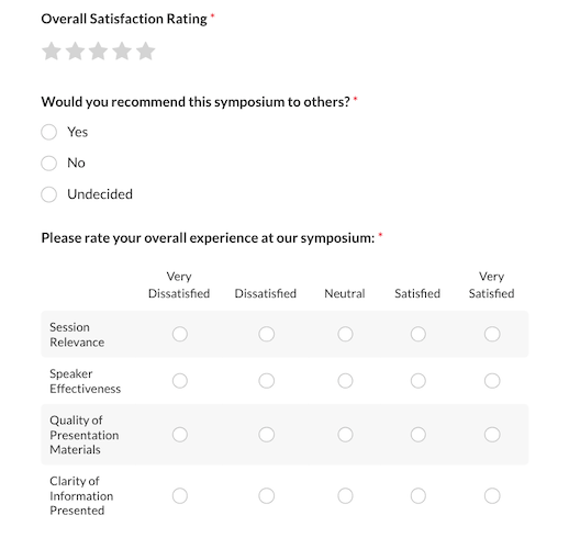 Example of feedback form.