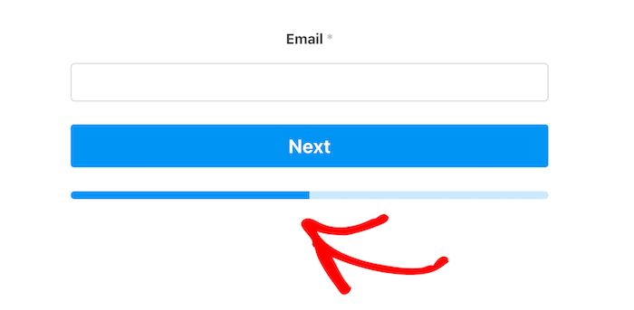 Email field progress bar.