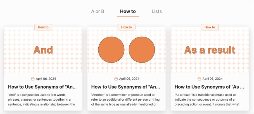 Engram blog shows three content types, A or B, how to, and lists.