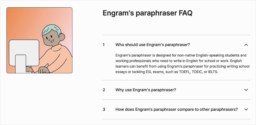 Engram paraphraser FAQ has 3 questions and answers.