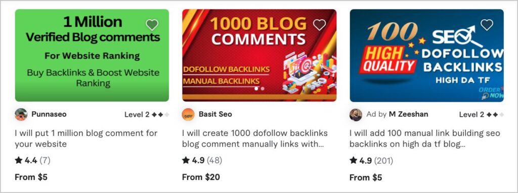 examples of blog comment link services