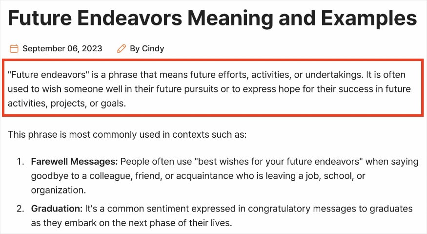 Future endeavors meaning and examples blog with intro.